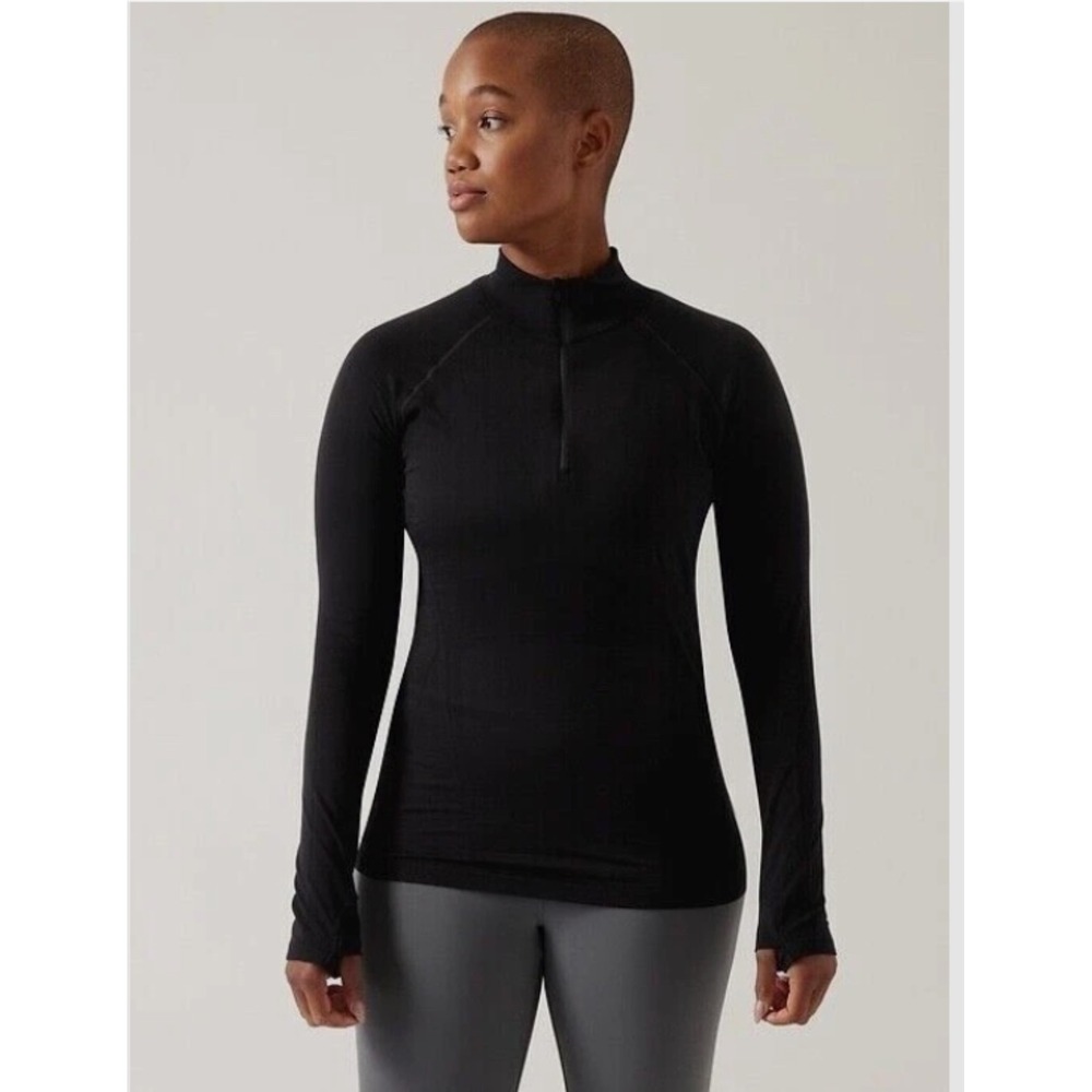 Athleta Momentum Seamless Half Zip Top Size XS Black